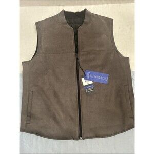 NWT Collection Michael Strahan Reversible Water Resistant Vest Black Brown Sz M